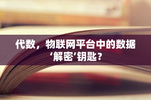 代数，物联网平台中的数据‘解密’钥匙？