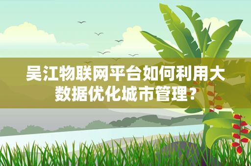 吴江物联网平台如何利用大数据优化城市管理？